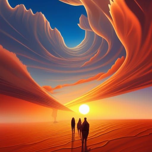 Golden Desert Sunset in Hyperdetailed Photorealistic Style