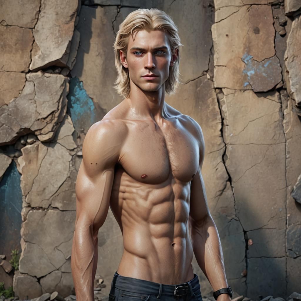 Detailed Painting of Androgynous Blond Male, 8K