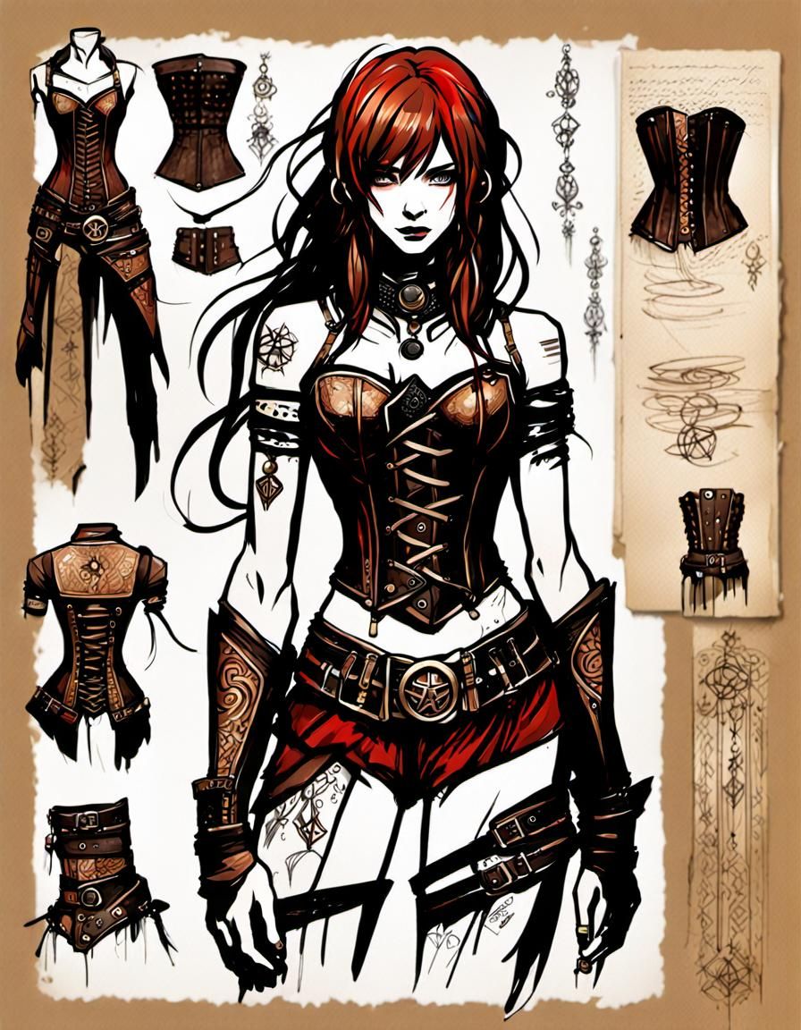 Amazon Woman Turnaround Sheet in Sketchbook Style