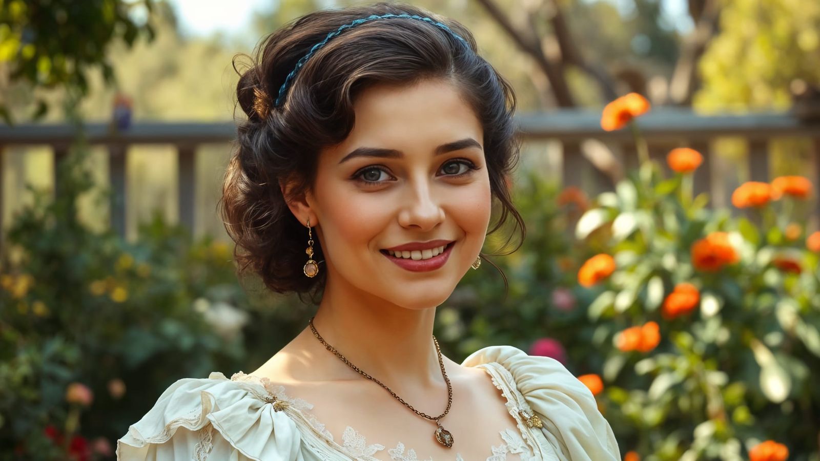 Elegant Lady in 19th Century Australian Garden