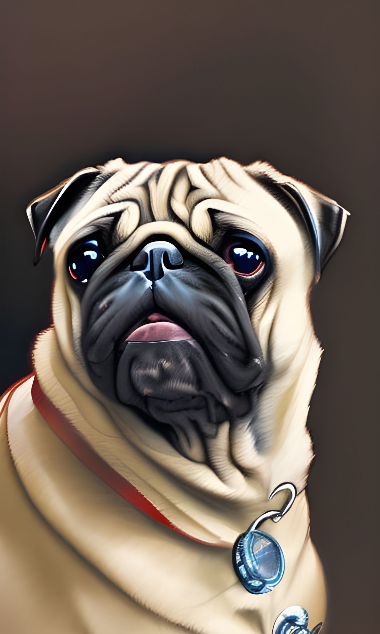 Watercolor Pug Dog Portrait in Digital Art Style