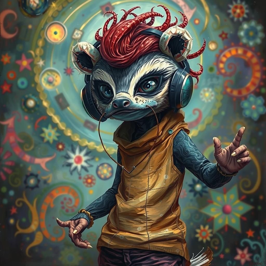 Angler Fish Mosaic in Pop Surrealism Style