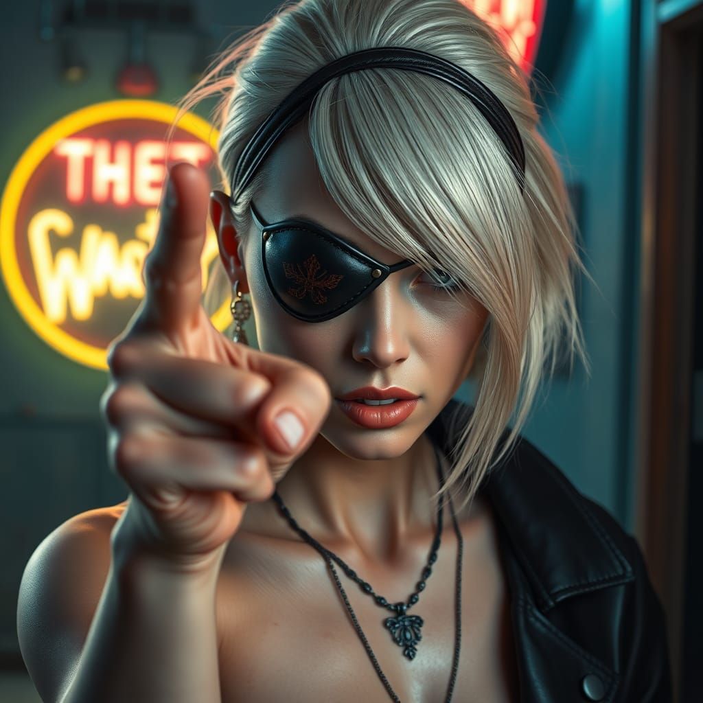 Provocative Albino Woman Portrait in Hyperdetailed 8K