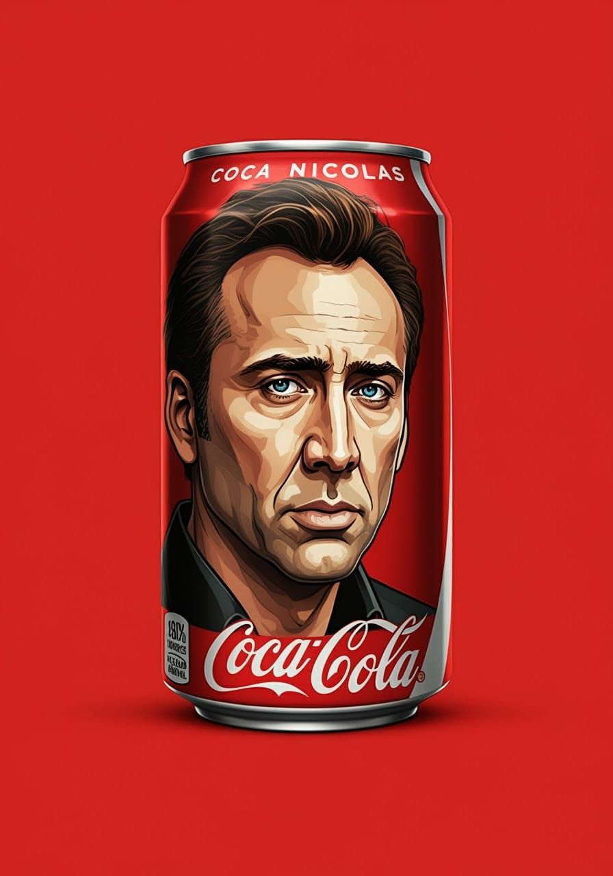 Nicolas Cage on a Coca Cola Can Artwork