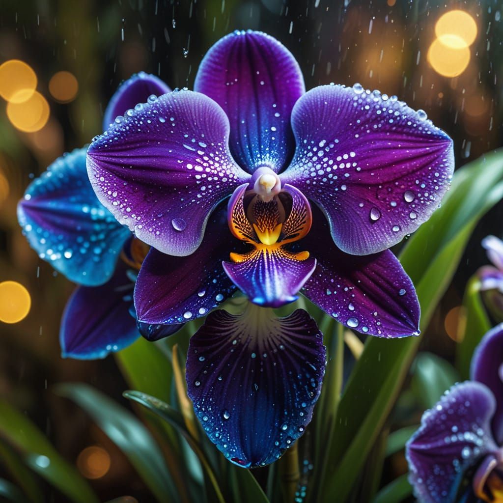 Shimmering Vanda Orchid: Hyperrealistic Botanical Photograph...