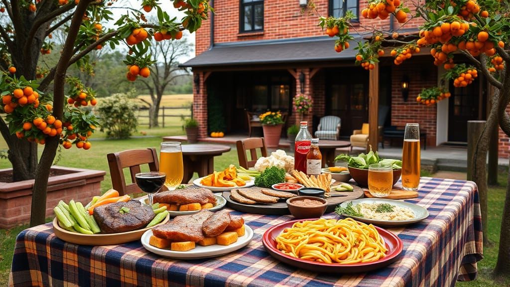 Victorian Picnic Scene with Food Platter