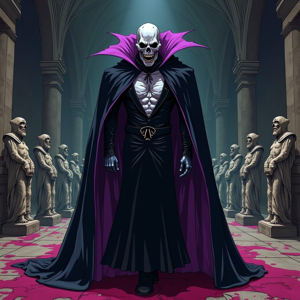 Anime Vampire in Gothic Crypt