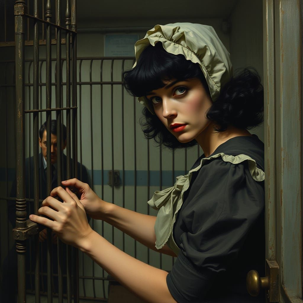 Victorian Chambermaid in Asylum, Realist Painting