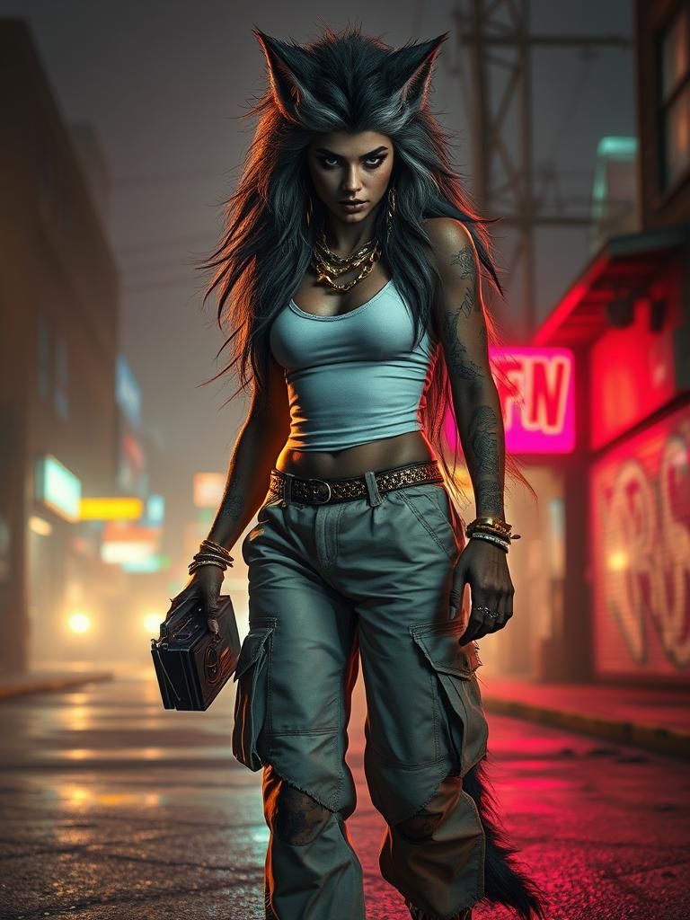 Werewolf Monster in Detroit, Grungy Cinematic Art