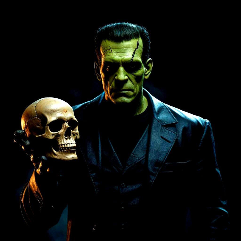 Dark Frankenstein with Skull