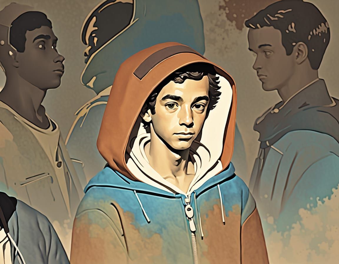 Hooded Figure in Watercolor Concept Art