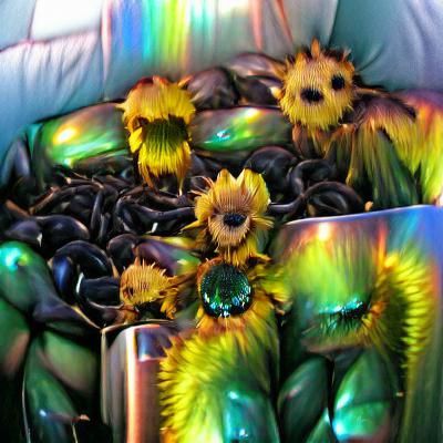 Iridescent Yellow Sunflowers Bloom