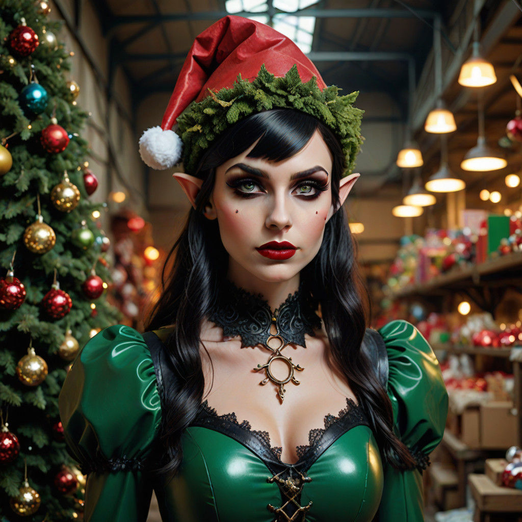 Gothic Christmas Elf in Dark Fantasy Portrait