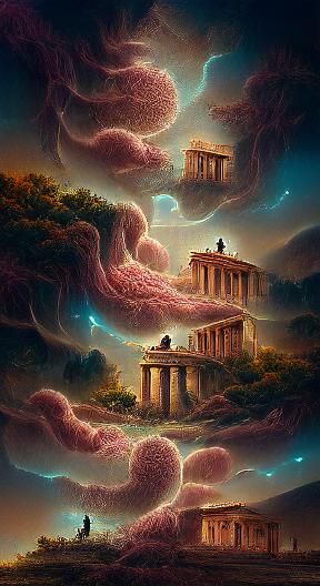 Ancient Greek Temple on Alien World: Digital Painting