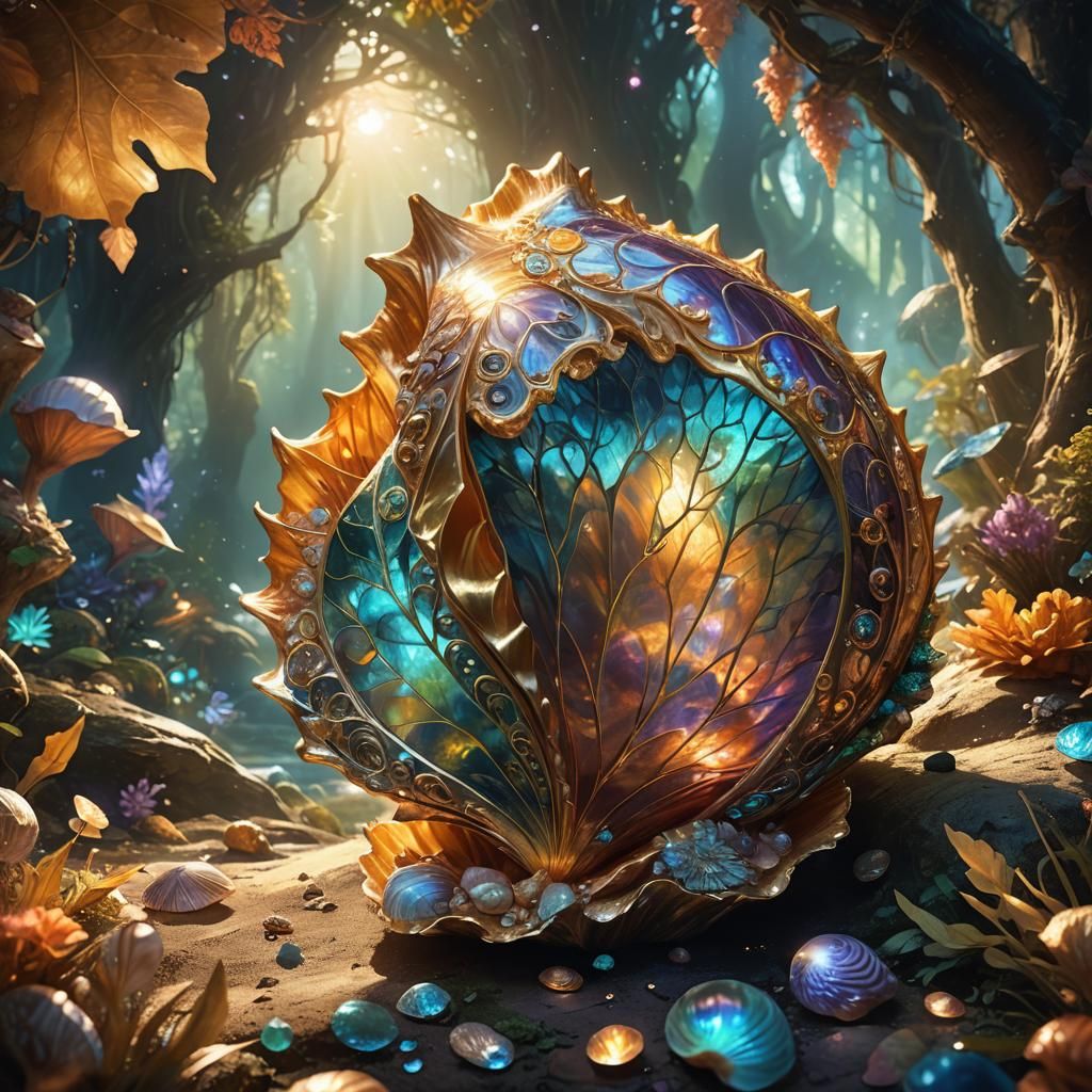 Glowing Shell Encasing a Magical Fantasy World