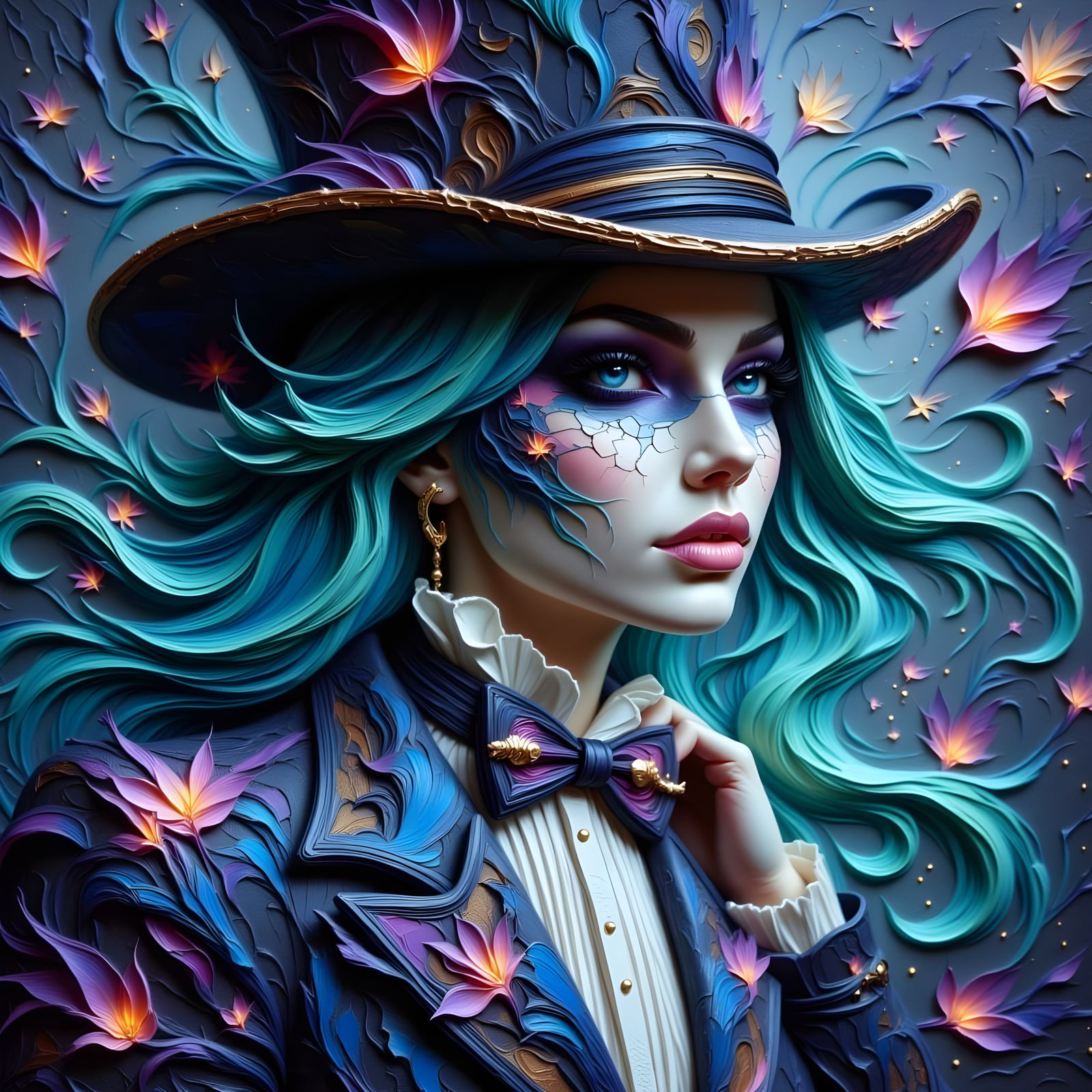 Magician with Fractal Patterns in an Ethereal Style