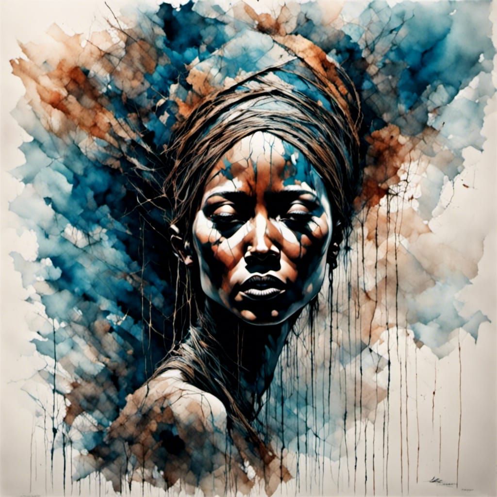 African Woman in Traditional Costume with Beaded Headdress