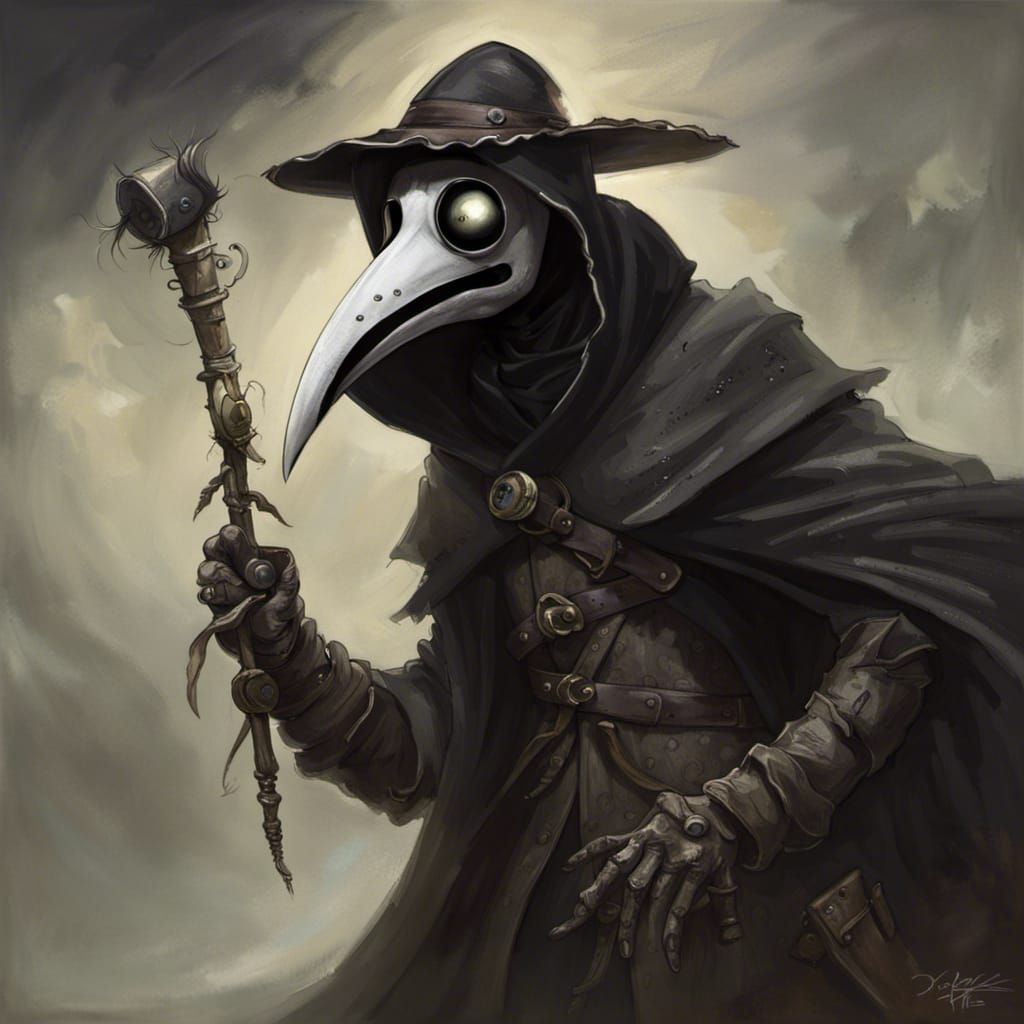 Sinister Plague Doctor in Dark Fantasy Style