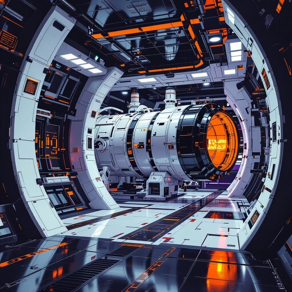 Futuristic Nuclear Plant Interior with White Accents