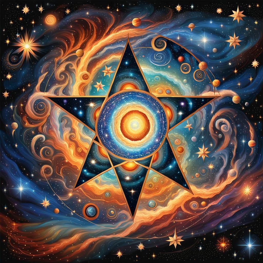 Ethereal Figure Floating in a Galactic Starscape