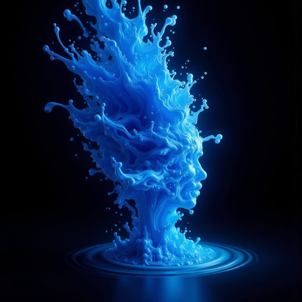 Abstract Woman's Face Formed By Luminous Blue Swirls