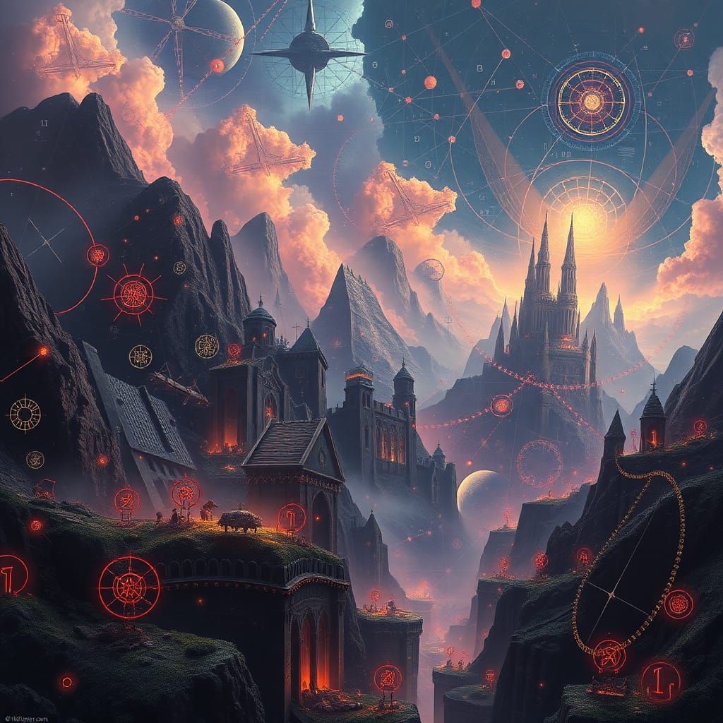 Mystical Math Dreamscape in Futuristic Style