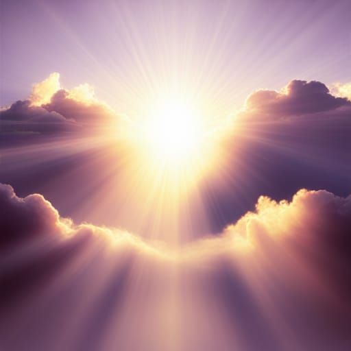 Heavenly Sunshine Beams Through Divine Clouds