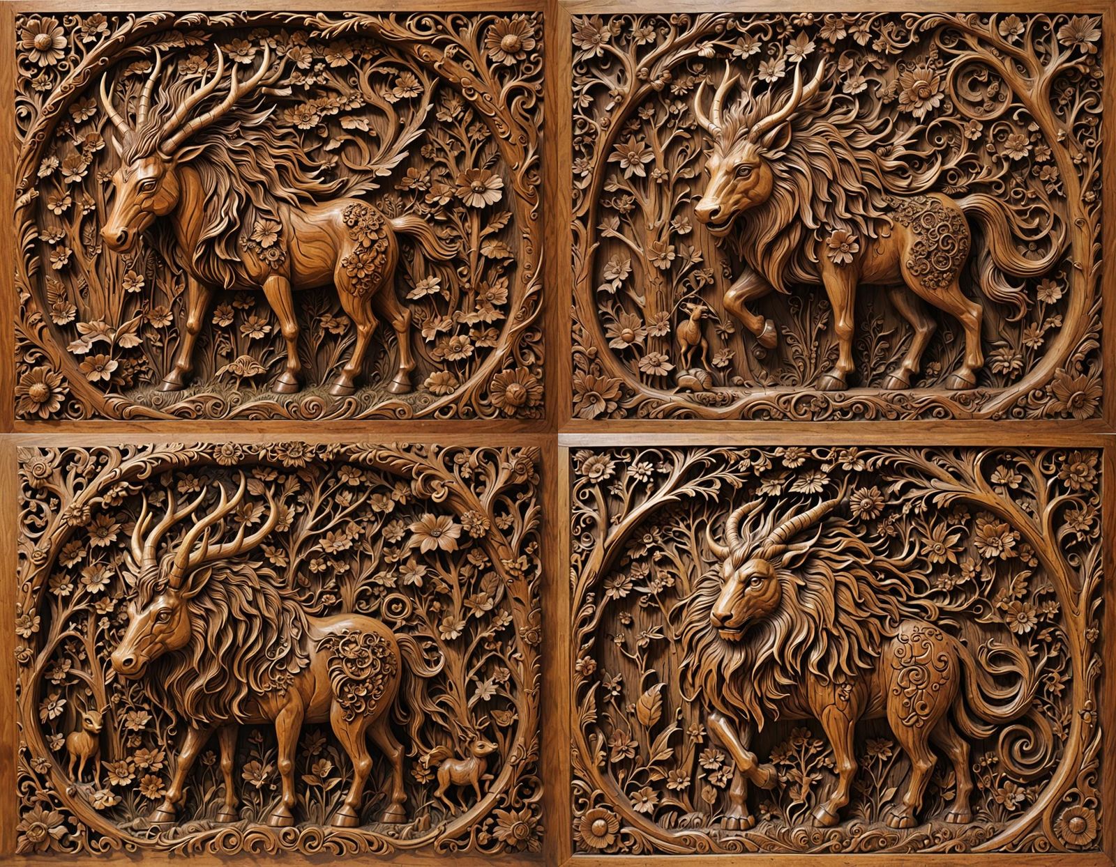 Mythical Creature in Detailed Wood Carving