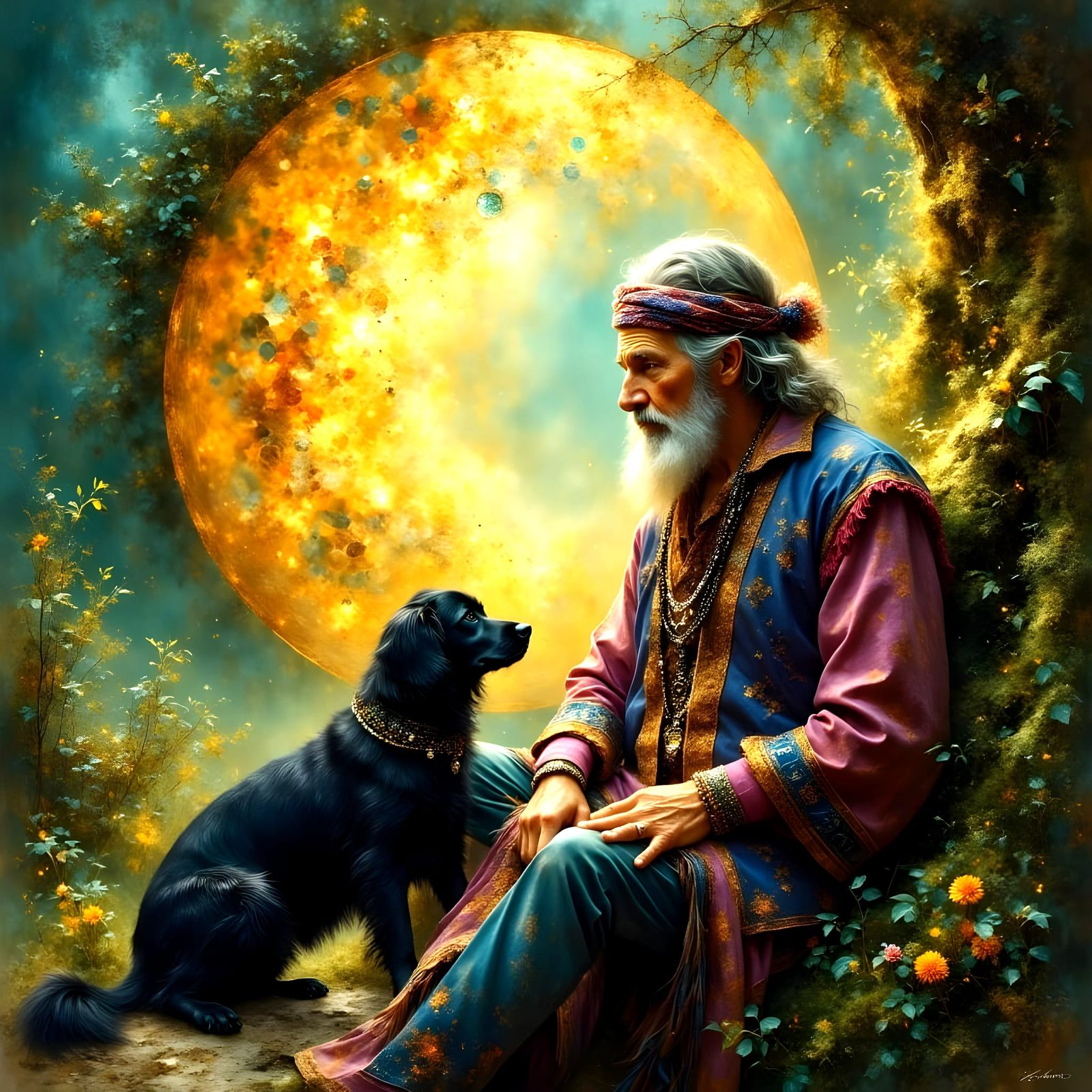 Ethereal Musician Surrounded by Celestial Portal