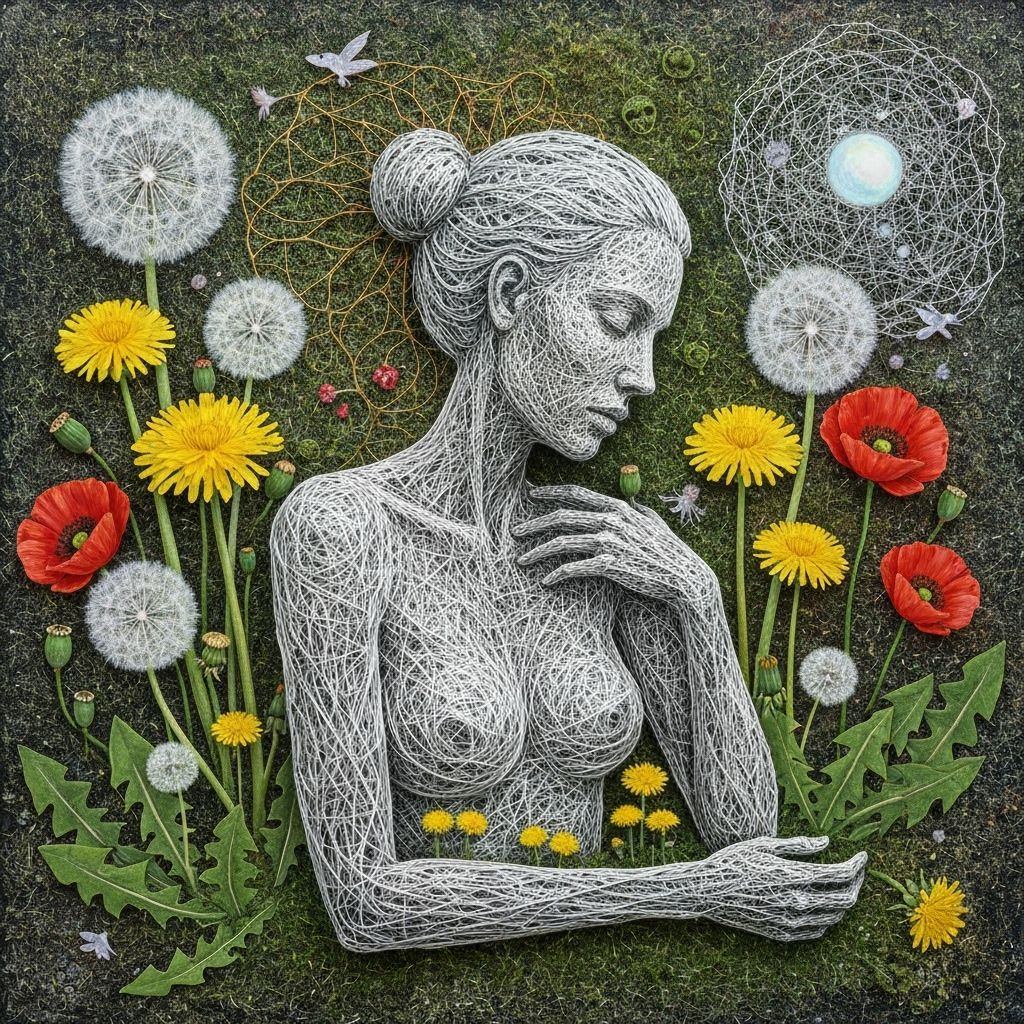 Abstract Woman in Pain: Mixed Media Artwork