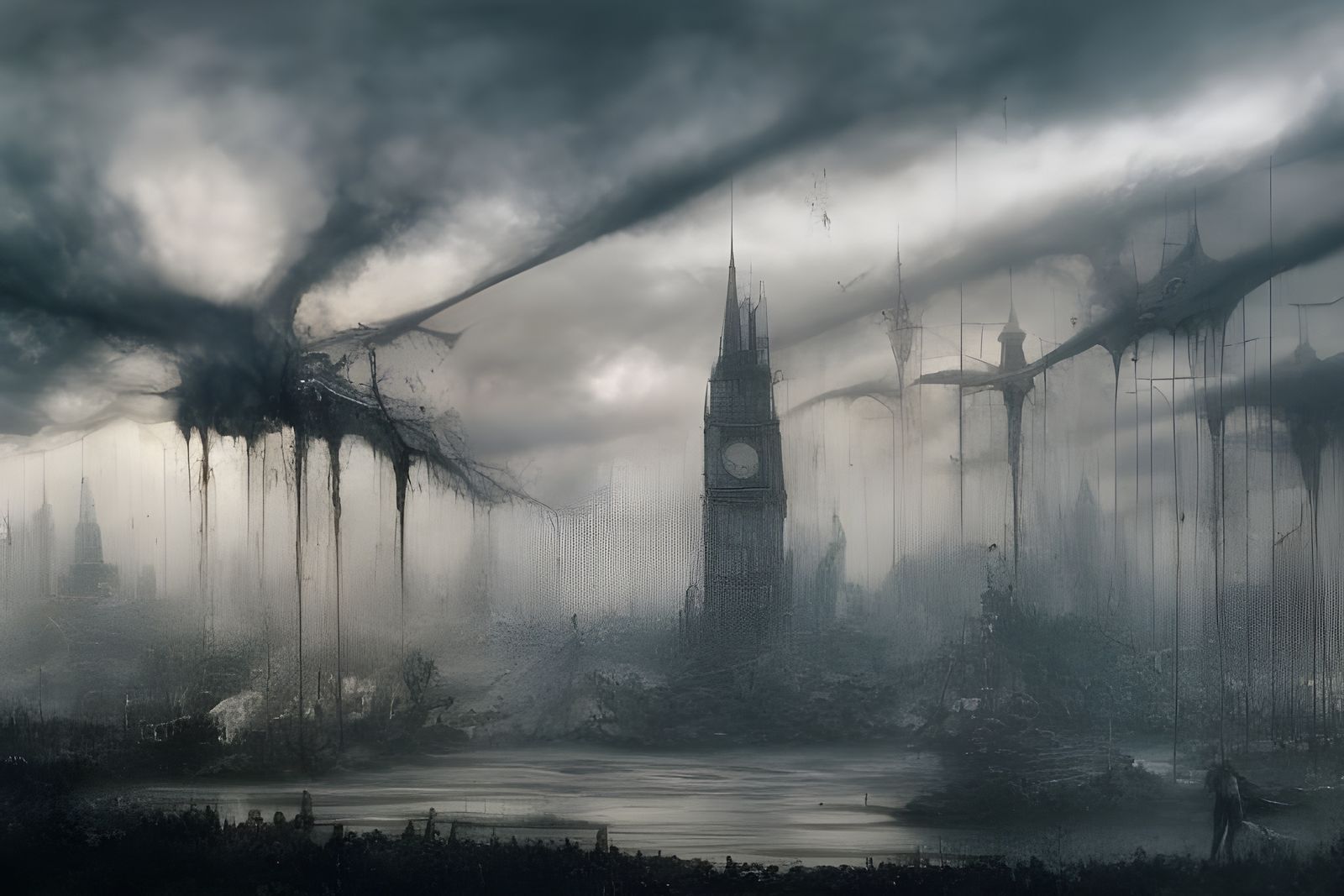 Fantastic Futuristic City with Bizarre Creatures