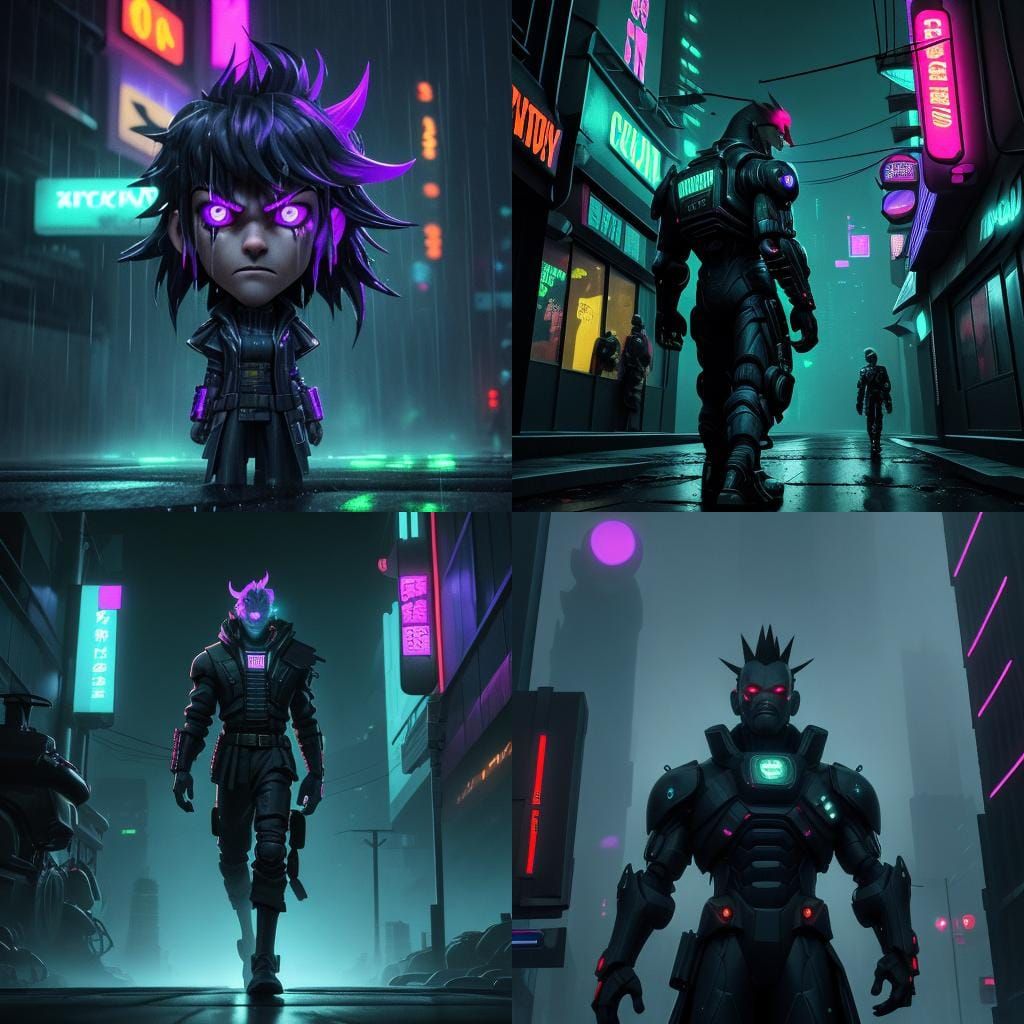 Cyberpunk Battle: Sukuna Defeats Gojo in Neon City