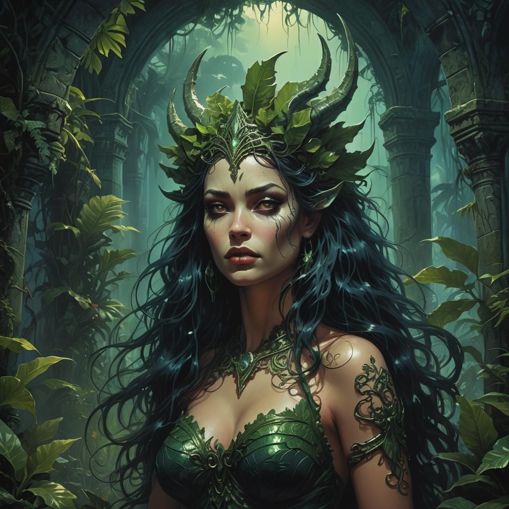 Siren's Song in a Dark Fantasy Tropical Portrait