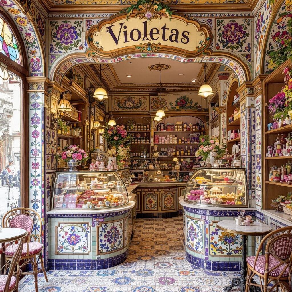 Violetas Sweets Shop in Madrid, Art Nouveau Style