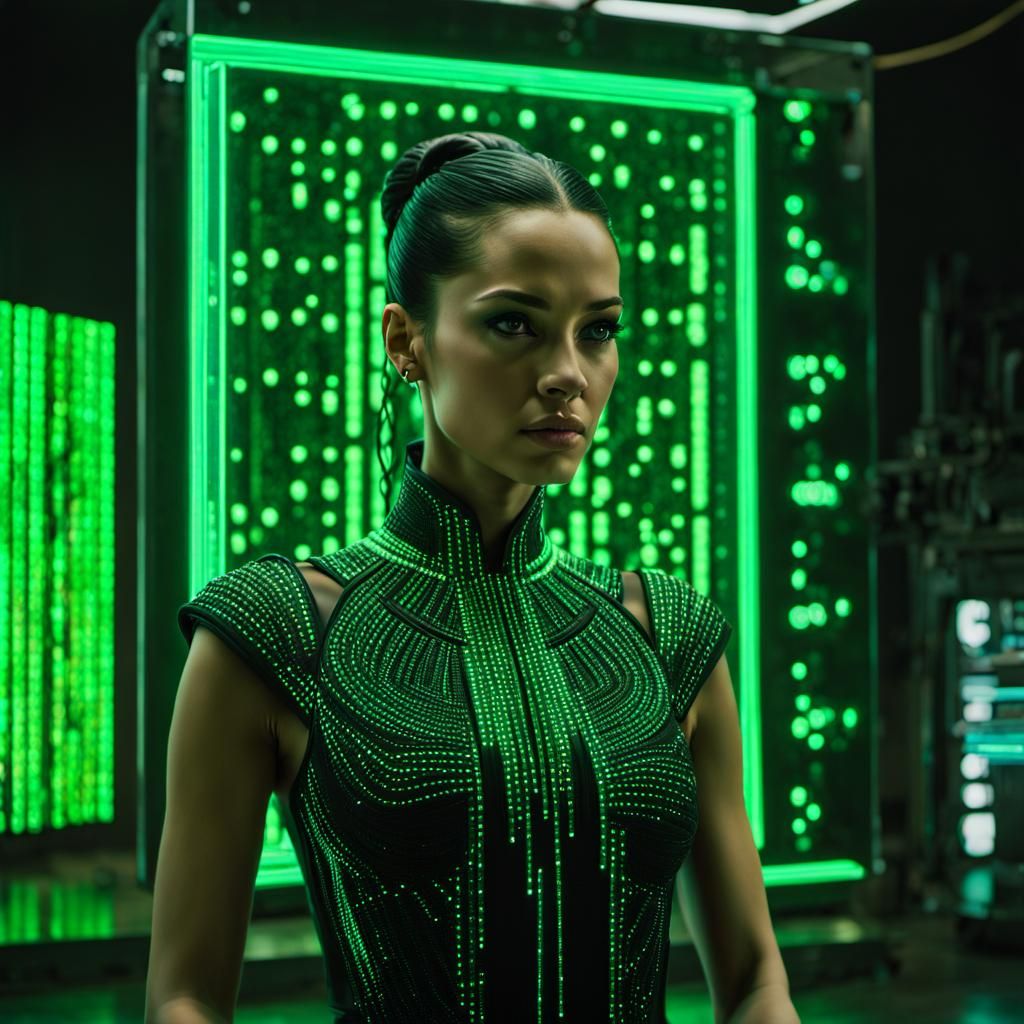 AI Goddess Hologram in Cyberpunk Style