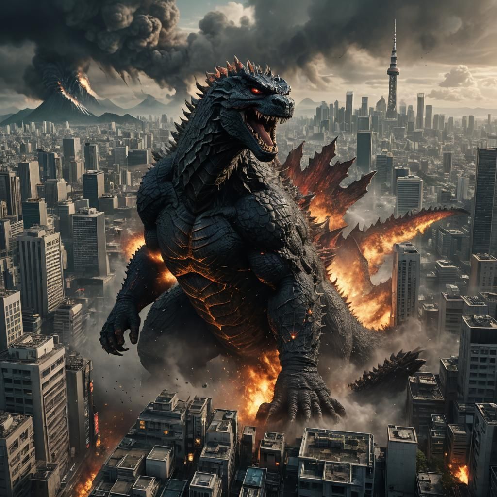 Godzilla's Rampage: Tokyo in Destruction, Detailed Matte Pai...