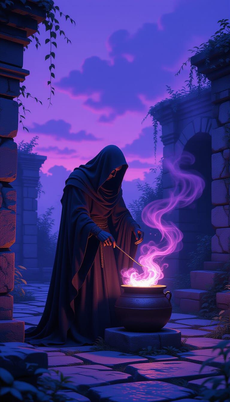 Ethereal Distiller of Shadows in Twilight Garden