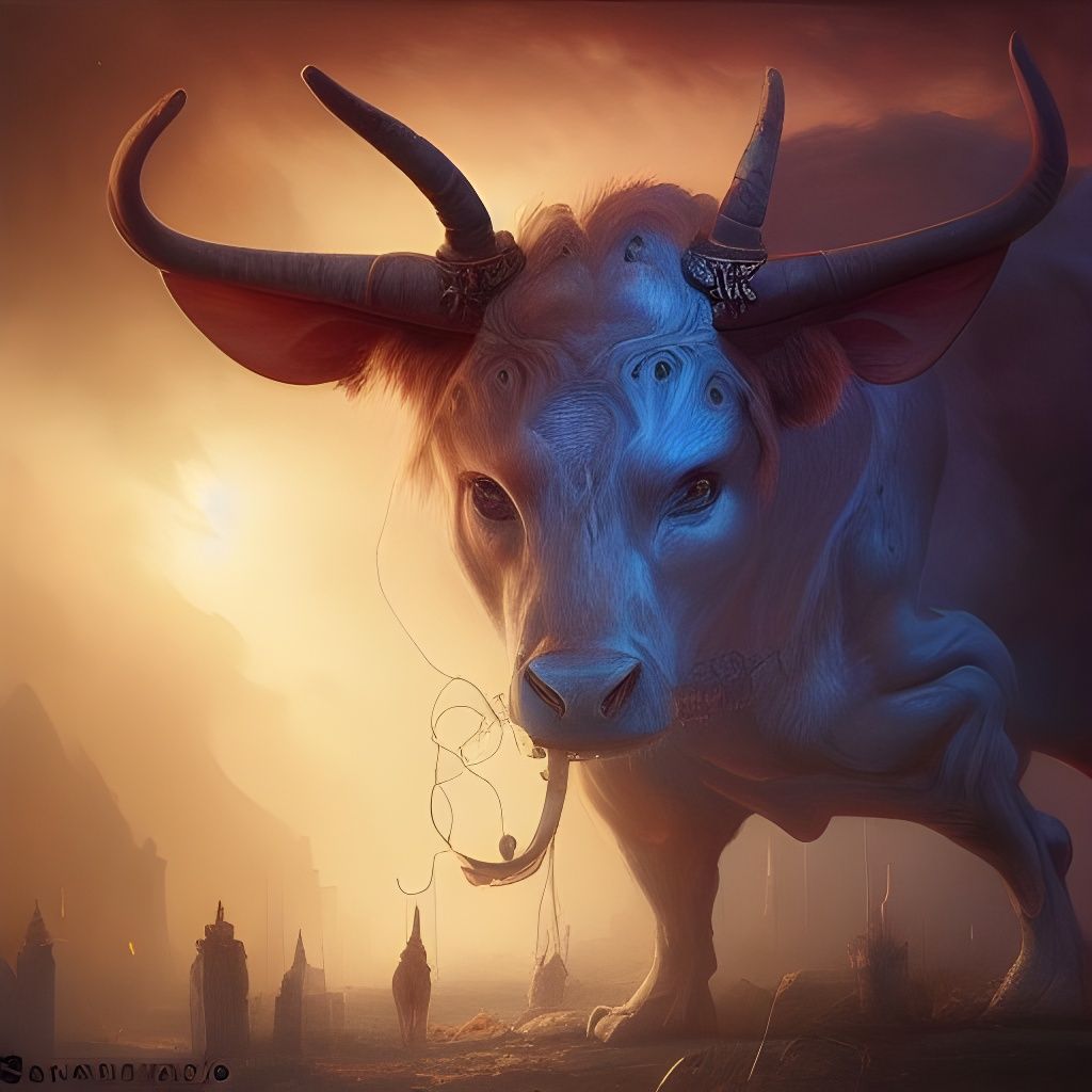 Detailed Oil Painting of The Minotaur