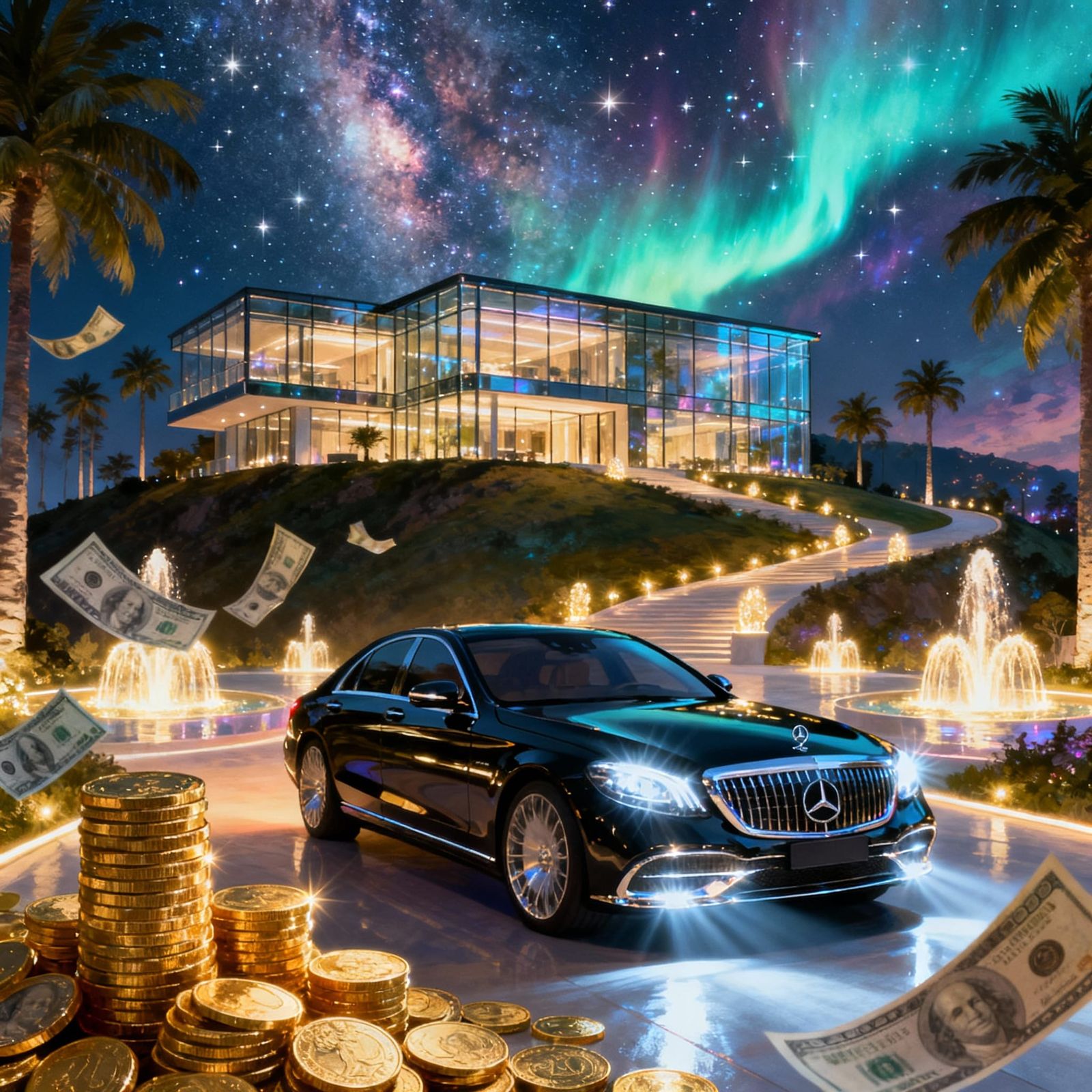Luxury Mansion, Money & Mercedes: A Surreal Masterpiece