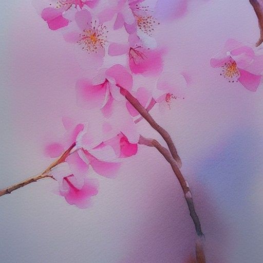 Sakura Blossom Watercolor Painting in Hyperrealism