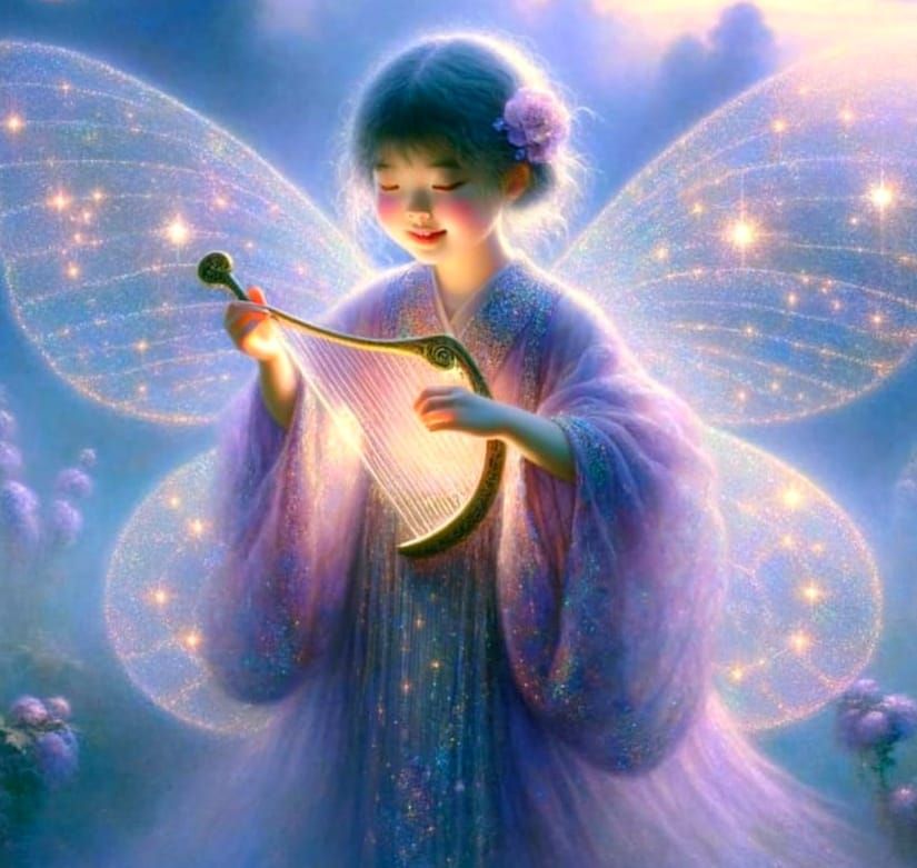 Moonlit Fairy Serenade in Impressionist Style