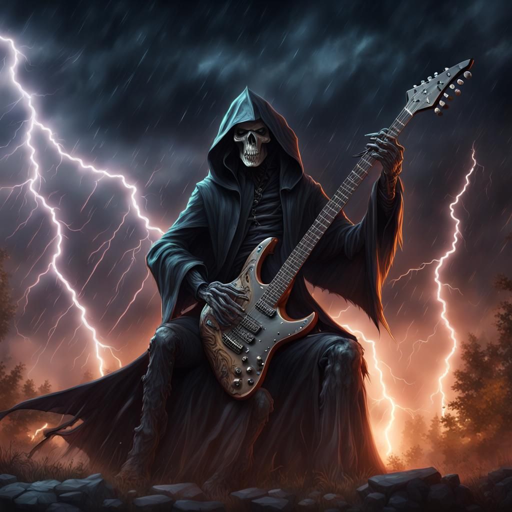 Grim Reaper Rocks Out in Midnight Storm