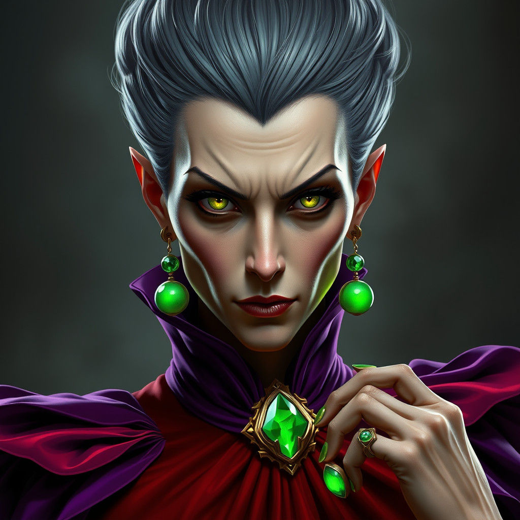 Woman with Piercing Gaze in Dark Fantasy Style