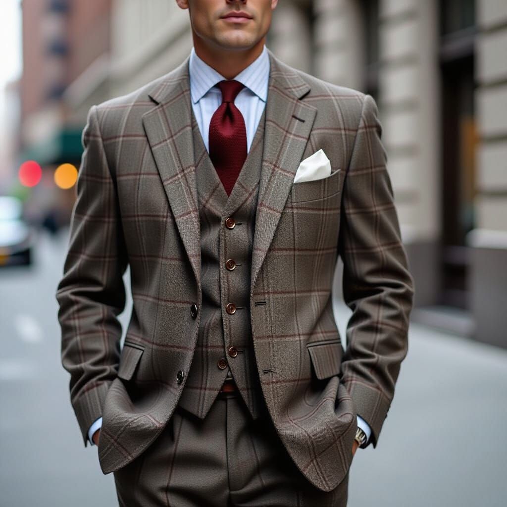 1950s Men's Fashion: Plaid Sport Coat and Shiny Shoes