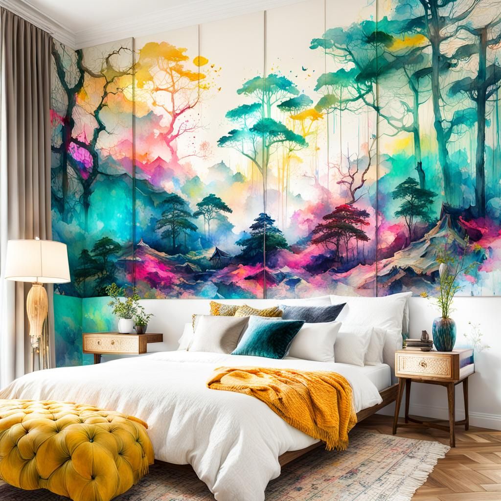 Elegant Interior Scene in Digital Watercolor Style