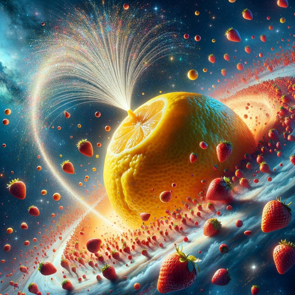 Vibrant Cosmic Lemon with Joyous Strawberries