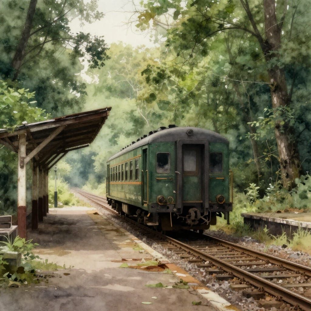 Spectral Train in Overgrown Forest Station