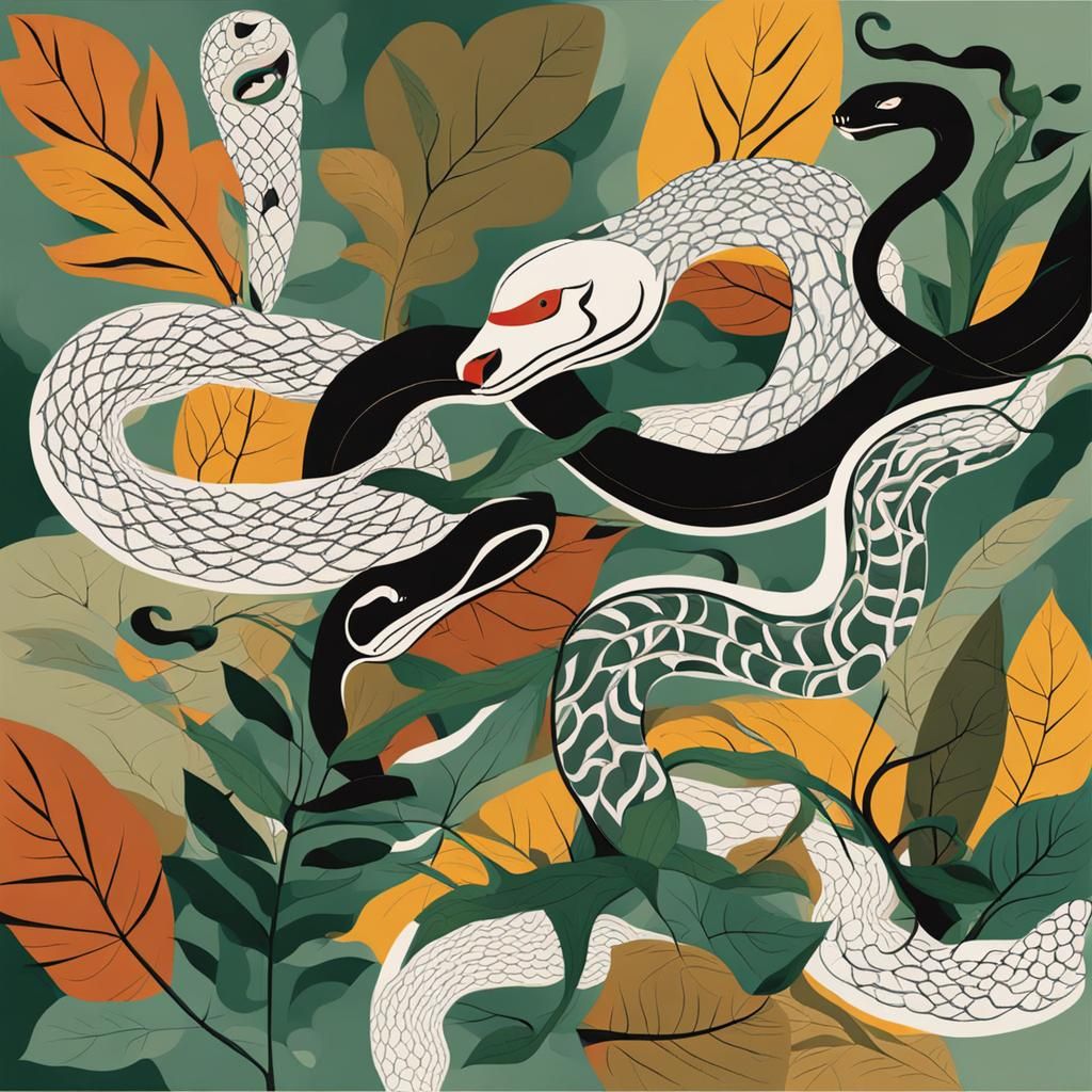 Abstract Art: Snakes and Leaves Composition
