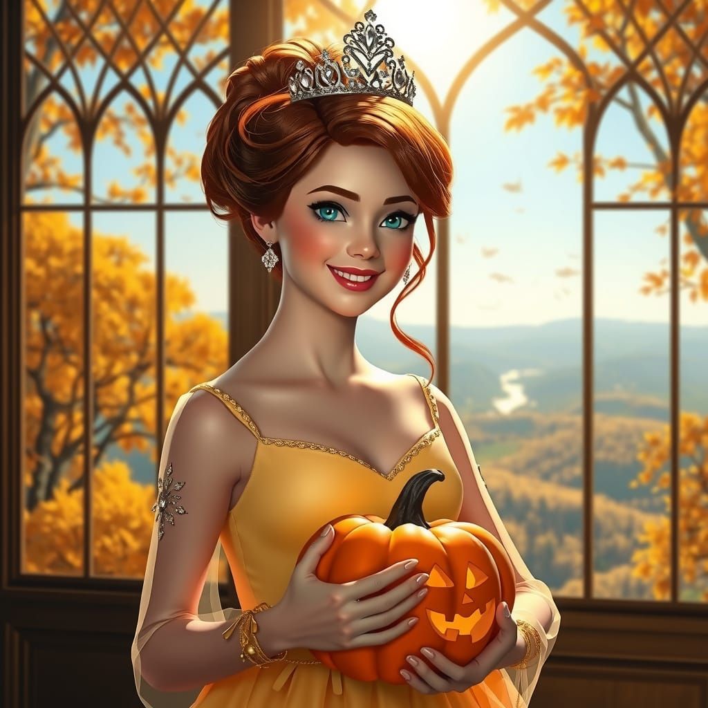 Princess Anastasia in Autumn Ballgown with Pumpkin