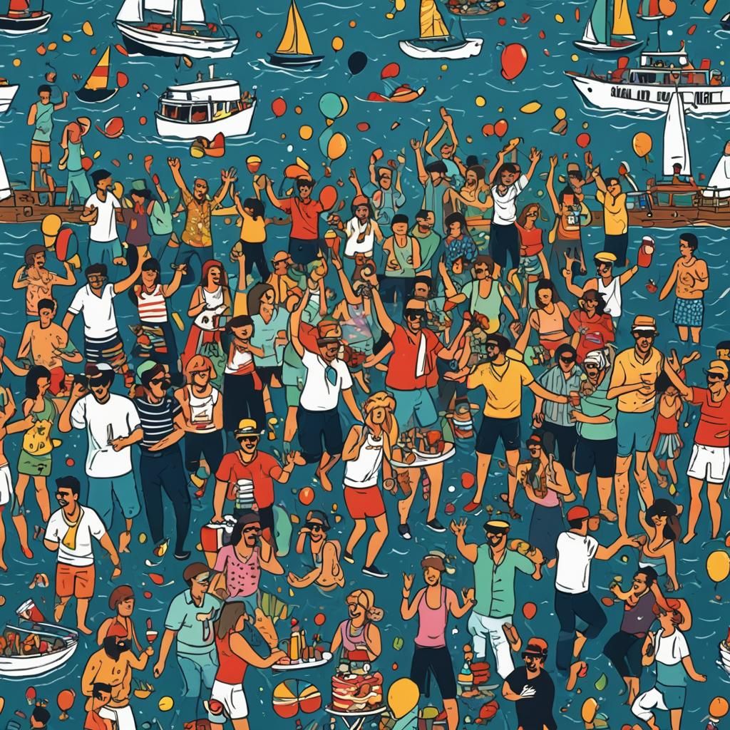 Festive Party at Sea: An AI Generated Image
